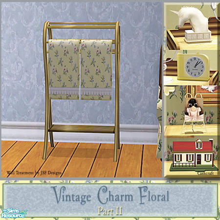 Sims 2 — Vintage Charm Floral Part II - Towel Rack Recol by Cashcraft — VC Floral Part II, includes a few new decorative