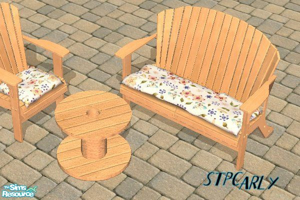 Sims 2 — Adirondack Natural Wood Frame by STP Carly — Patio relaxation on a Sunday afternoon, complete with ten choices