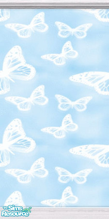 Sims 2 — Blue Butterfly wallapaper by TSR Archive — Blue paper with butterflies can help your Sim think of spring, even
