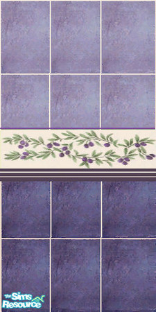 Sims 2 — Black olives by lreveles18 — Lilac and plum ceramic tiles with black olives motif border