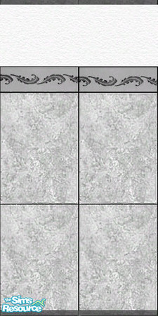 Sims 2 — Classic grey Symphony by lreveles18 — White textured wall with big grey stone tiles and roman leaves border