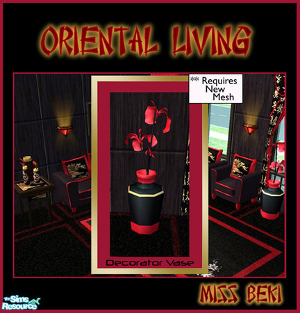 Sims 2 — Oriental Vase - Oriental Living Set by miss_beki — Oriental Vase - Part of the Oriental Living Set. This is a
