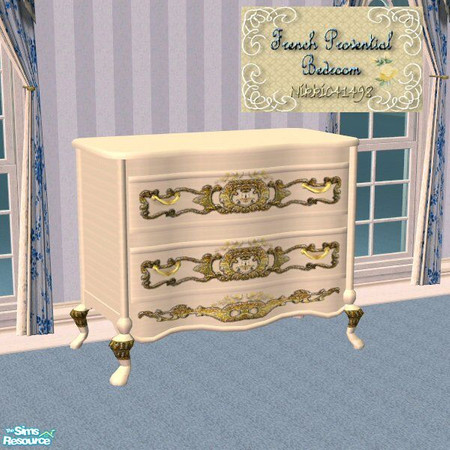 Sims 2 — French Provential Dresser by Nikki041498 — Painted in a creamy French Vanilla with elegant gold accents. 