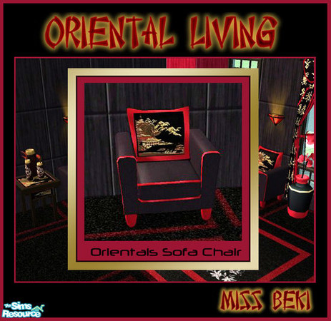 Sims 2 — Sofa Chair - Oriental Living Set by miss_beki — Sofa Chair - Part of the Oriental Living Set. This is a mesh