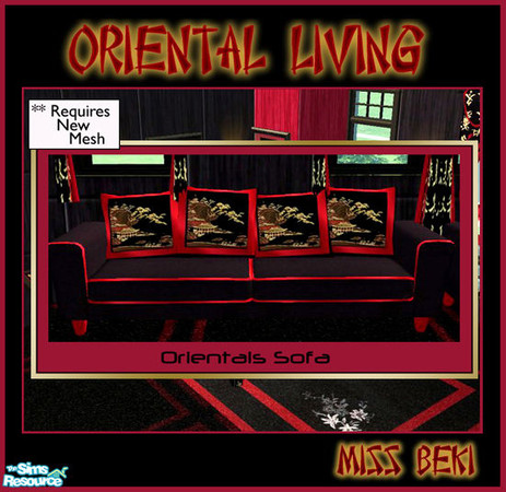 Sims 2 — Sofa - Oriental Living Set by miss_beki — Sofa - Part of the Oriental Living Set. This is a mesh Recolour of the