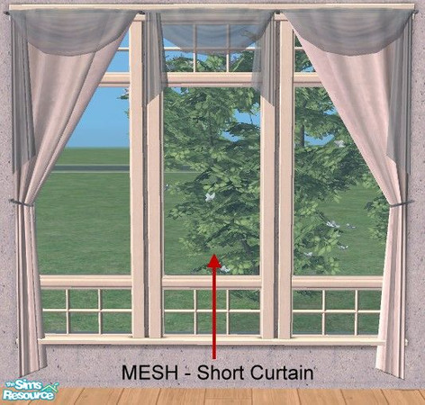 Sims 2 — Multi Style Curtain - short MESH by Bitzybus — MESH FILE! You must have the "left side curtain" from