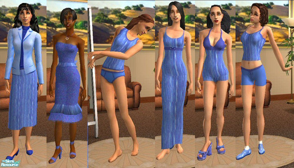 Sims 2 — Watered Blues Set by auracyan — Cool as a trickling stream yet stunning as a waterfall, this set is destined to