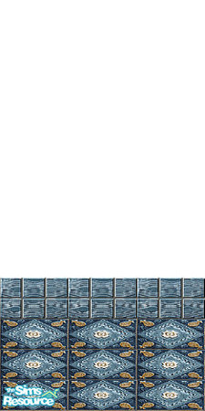 Sims 2 — Teal Tile by Lorah — Tiles in teal, cream and gold.