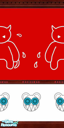 Sims 2 — Radiohead by david2609 — Wallpaper based on the english band Radiohead. Has an amnesiac picture and blue bear.