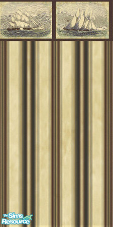 Sims 2 — Ships Border by Crissie0721 — Large Ships sailing across stripes. Works nice in a den or library.