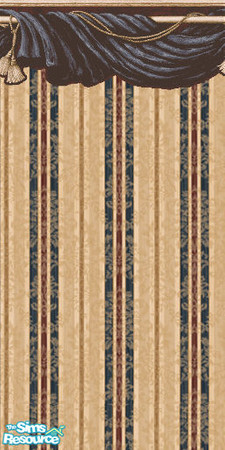 Sims 2 — Blue Swag by Crissie0721 — Blue swag with golden accent cord over stripes.