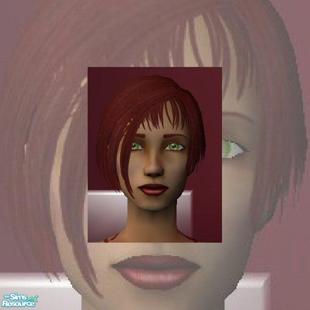 Sims 2 — Crimson Velvet by oldmember_VioletDawson — Crimson eyeliner, lipstick and henna colored hair and eyebrows.