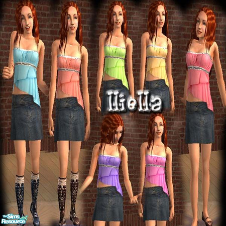 Sims 2 — Sequined tube by lliella — This set contains 3 sequined tube outfits with boots and 4 outfits with mary janes.
