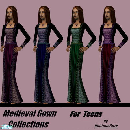 Sims 2 — NSC Medieval Gowns for Teens Set3 by Neptunesuzy — Set of four Medieval gowns for the teens in your