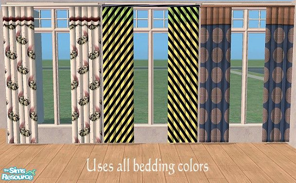 Sims 2 — Floor lenght curtains by Bitzybus — Straight floor lenght curtains, uses all bedding colors in the game