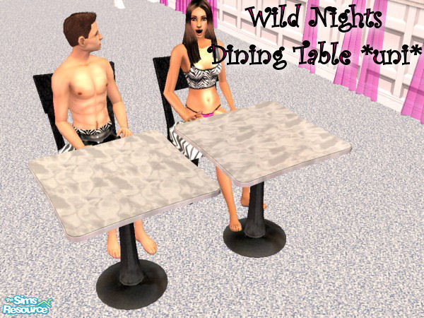 Sims 2 — Wild Nights Dining Table by Big Bad Shar — White marble table with black legs.