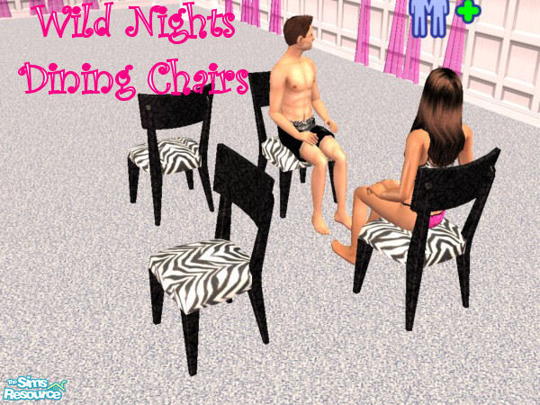 Sims 2 — Wild Nights Dining Chairs by Big Bad Shar — Black marble dining chairs with zebra print cushions