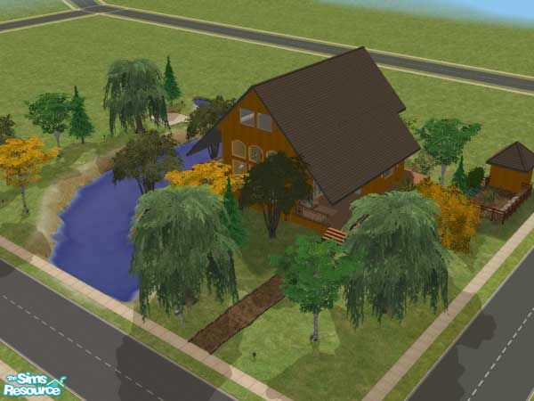 Sims 2 — Woodhaven by SteelLlama — 2Br/1BA w/ loft. Fully furnished, decorated & landscaped. Custom wall & floor.