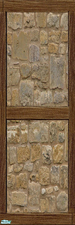 Sims 2 — Stone Wall with Enclosed Timber & Crossbrace by sailfindragon — Stone Wall with Enclosed Timber and