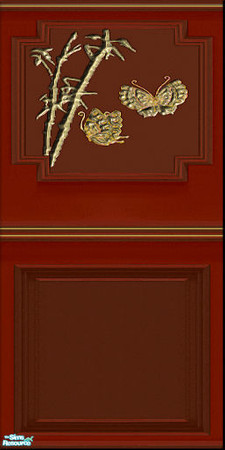 Sims 2 — Oriental Panel Set & Carpets - Oriental2 by eriduserpent — A beautiful red Chinese inspired wall panel.