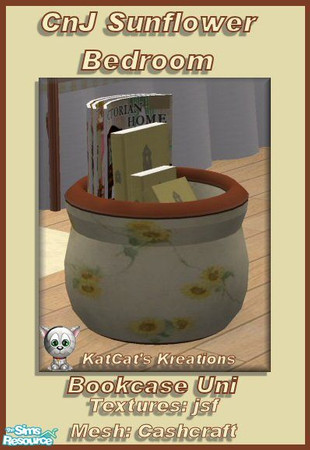 Sims 2 — CnJ Sunflower Bedroom - Bookcase Uni by KatCat — Recolor of Cashcraft\'s \"Vintage Charm Bedroom - Bookcase
