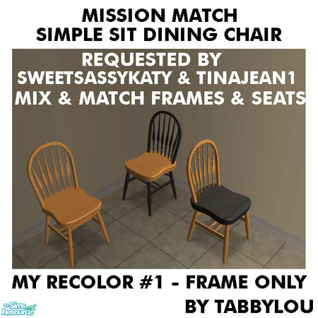 Sims 2 — TL - MM SimpleSitDiningChairFrame Recolor01Wd by TabbyLou — My Recolor #1 Wood Recolor of the Simple Sit Dining