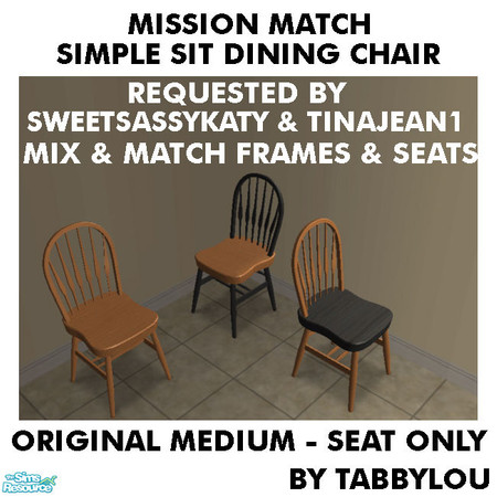 Sims 2 — TL - MM SimpleSitDiningChairSeat OrigMediumWd by TabbyLou — Maxis Original Medium Wood Recolor of the Simple Sit