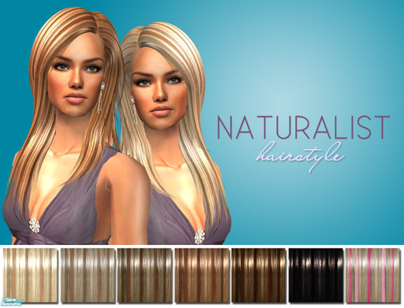 Sims 2 — Naturalist Hair by 06bek — A beautiful long, sleek, side-parted hairstyle in 7 colours.