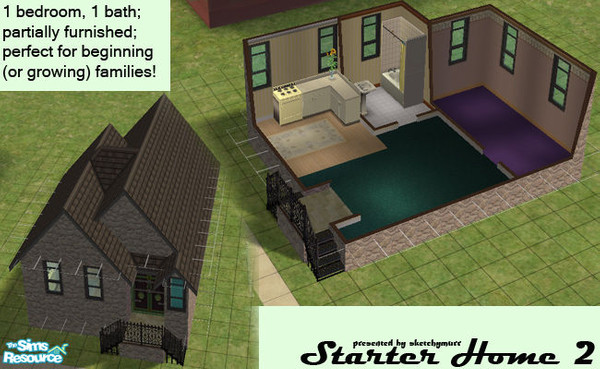 Sims 2 — Starter House 2 by sketchymurr — 2/3 of my first starter house set. Quaint little houses, ready to move into for