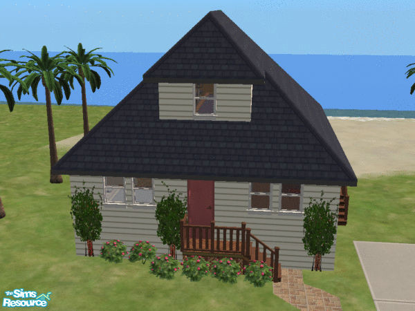 Sims 2 — Small Beach House by sweetsassykaty — Small Beach House on a Beach Lot with a swimmable beach. This is an edited