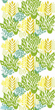 Sims 2 — Peacock Wallpaper Set - Peacock Pattern 2 by Hferguso — Scandanavian inspired Peacock and Fern pattern wallpaper