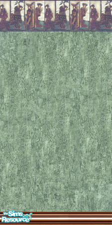 Sims 2 — Heavenly Silk in Moss by naememac — Soft Moss colored silk with hand painted border of Asian Ladies. Complete