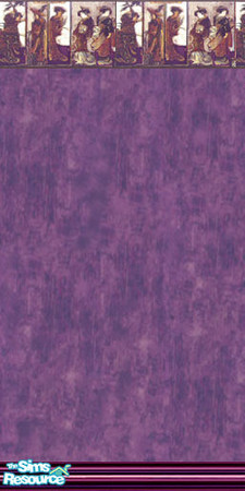 Sims 2 — Heavenly Silk in Grape by naememac — Rich, regal Grape colored silk with hand painted border of Asian Ladies.