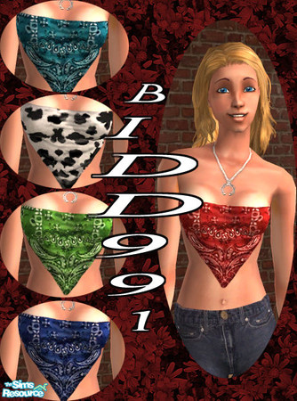 Sims 2 — Bandana Set by bidd991 — A cute Bandana Set of shirts for your Adult and Young Adult sims!!