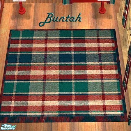 Sims 2 — Plaid Fabric Rug by buntah — This rug includes a fringe which matches the fur throw on the bedding. It requires