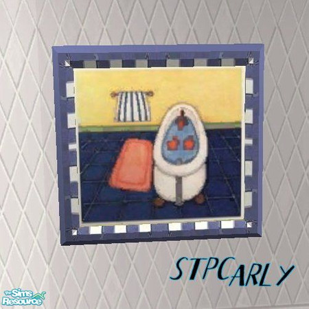 Sims 2 — Blueberry Tile Basic Bath Art by STP Carly — Basic tiled bath\'s bringing color to your home.