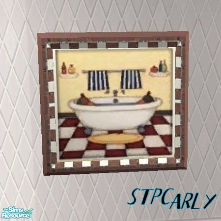 Sims 2 — Bordeaux Tile Basic Bath Art by STP Carly — Basic tiled bath\\\'s bringing color to your home.