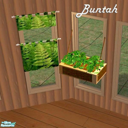 Sims 2 — Ferns by buntah — Find it in the curtains category. On a flat wall, it's a window box. Diagonally it becomes a