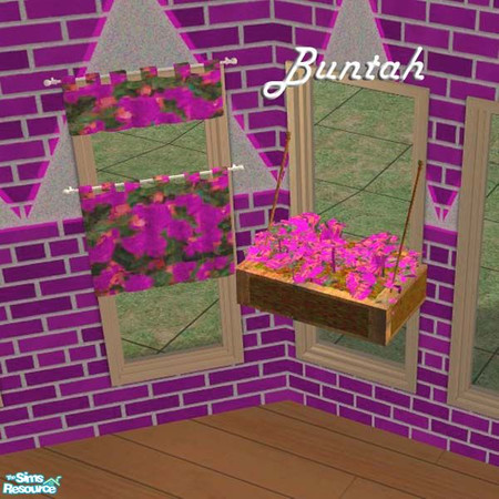 Sims 2 — Purple Flowers by buntah — Find it in the curtains category. On a flat wall, it's a window box. Diagonally it