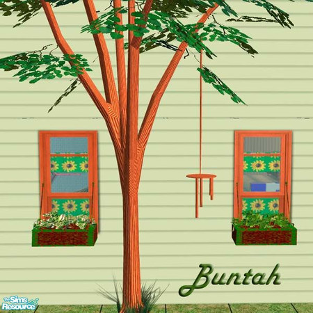 Sims 2 — Green Window Box by buntah — Find it in the curtains category. On a flat wall, it's a window box. Diagonally it