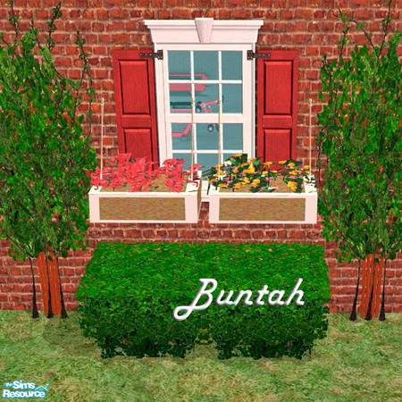 Sims 2 — White Window Box by buntah — Find it in the curtains category. On a flat wall, it's a window box. Diagonally it
