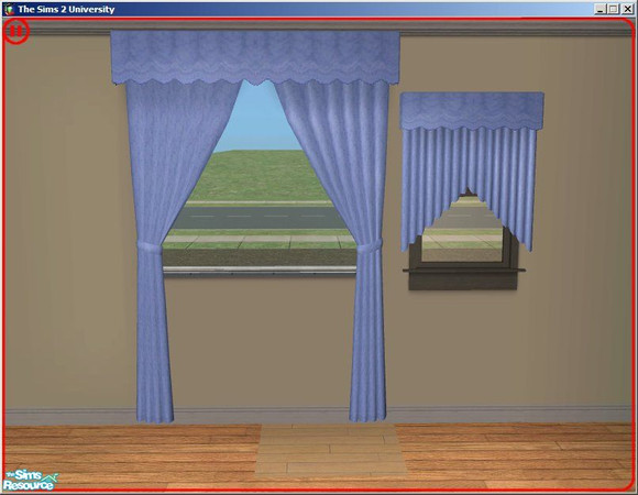 Sims 2 — Recycled Toy Curtains by dddrake — A medium blue kitchen set
