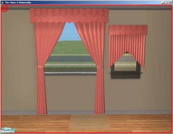 Sims 2 — Red Treatment Curtains by dddrake — A medium red kitchen set