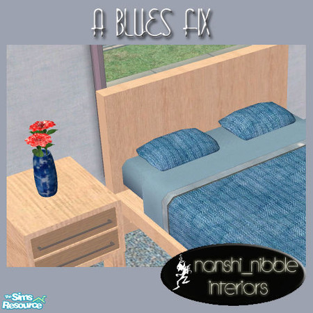 Sims 2 — A Blues Fix Bedroom - rose in vase by TSR Archive — This set uses the meshes from my set 'cubism bedroom.' You