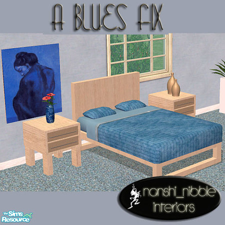 Sims 2 — A Blues Fix Bedroom - bed by TSR Archive — This set uses the meshes from my set 'cubism bedroom.' You MUST have