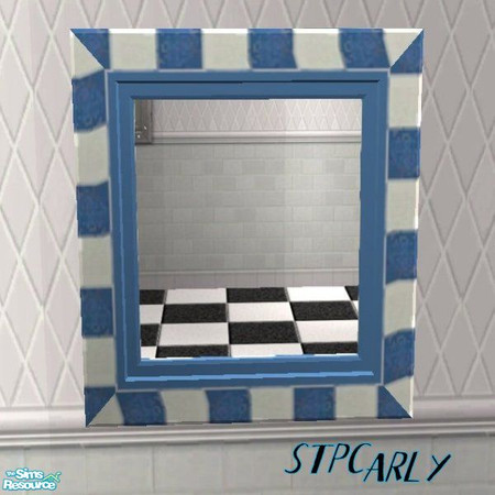 Sims 2 — Blue Tile Basic Bath Mirror by STP Carly — Bringing color to the basic baths.