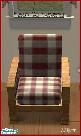 Sims 2 — Red Gingham & Oak Chair by SSilver — This is a recolor of a new mesh by Waverly. You will need the original