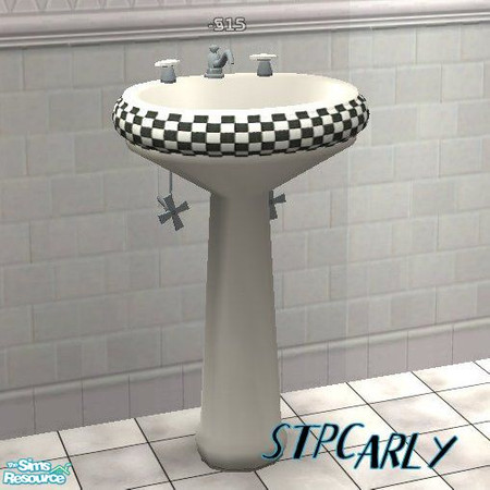Sims 2 — Black Tile Basic Bath Shower Sink by STP Carly — BAsic bathrooms with comfort and style. 