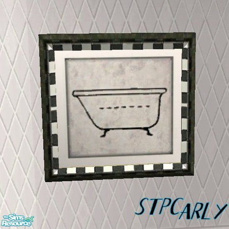 Sims 2 — Black Tile Basic Bath Art by STP Carly — BAsic bathrooms with comfort and style.
