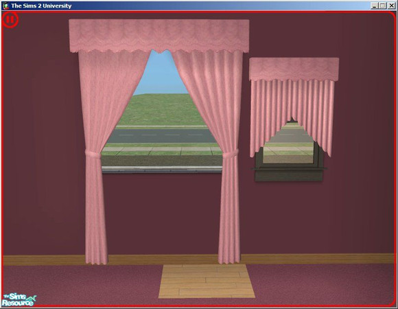 Sims 2 — Contrary Berry Lace Curtains by dddrake — A \"berry\" pink kitchen.